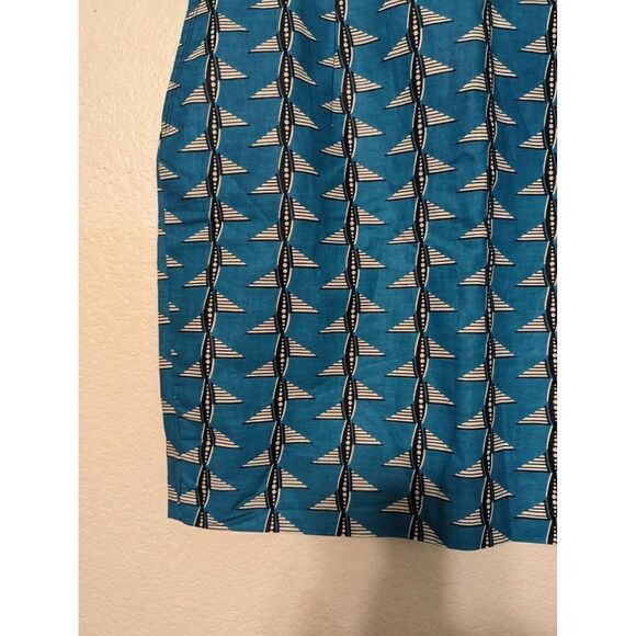 FRANCIS + BENEDICT Vibrant Teal Geometric African Print Cotton Fair Trade Mini M - Picture 8 of 12